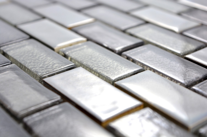 Muestra de mano mosaico azulejo translúcido cerámica gris Ladrillo mosaico de vidrio Cristal cerámica viejo gris MOS83IC-0229_m