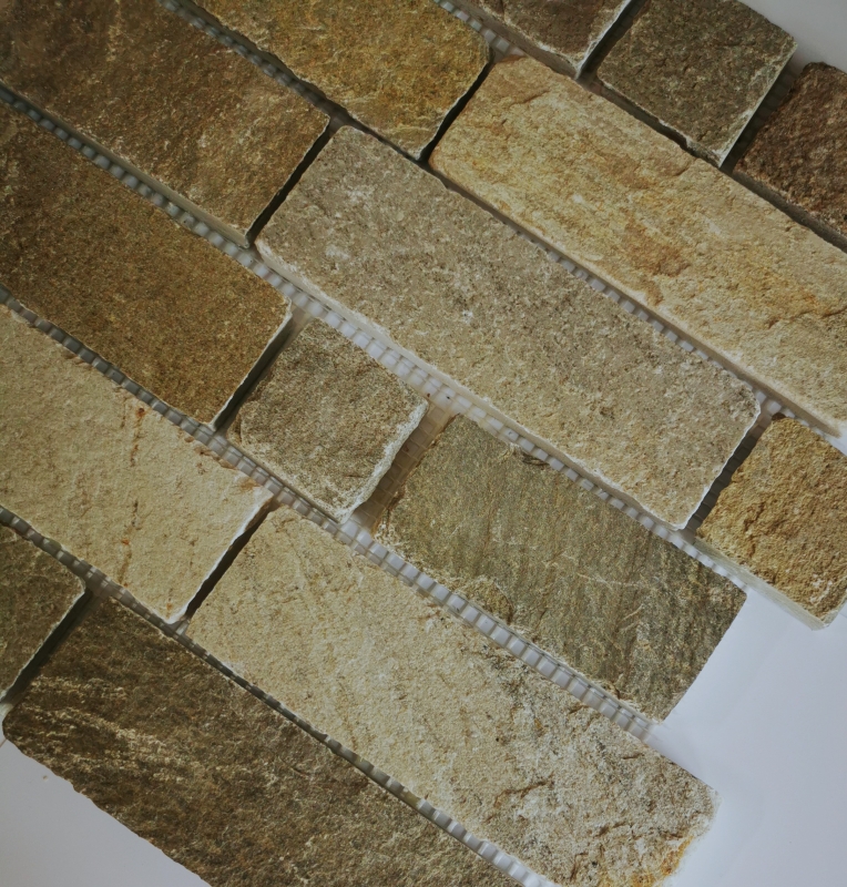 Mosaico de azulejos de pizarra de piedra natural de ladrillo de color beige claro MOS34-1202_f