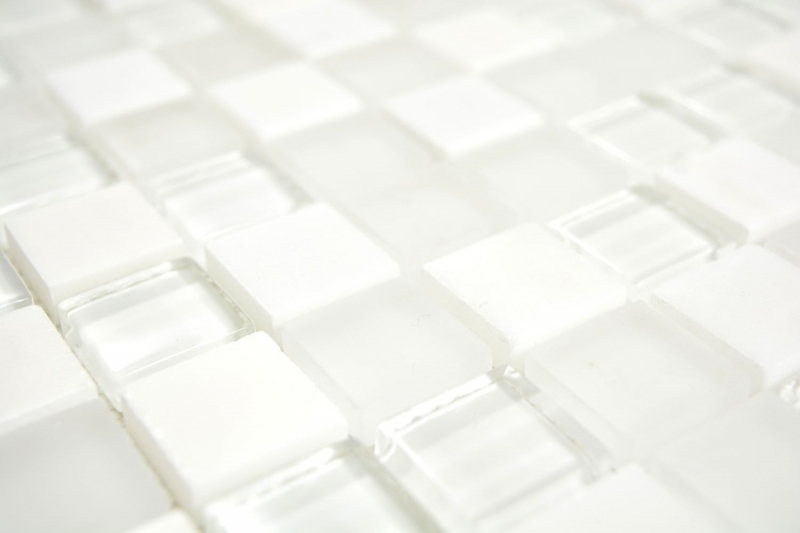 Muestra de mano cuadrado cristal/piedra mezcla super blanco mosaico azulejo pared azulejo backsplash cocina baño MOS72-0001_m