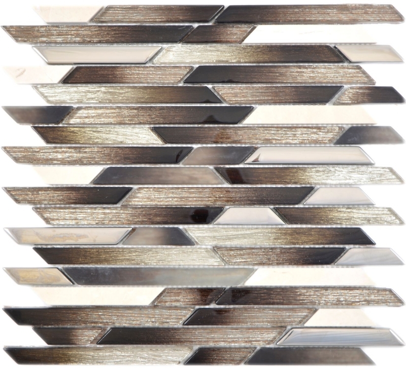 Muestra de mano compuesto cristal/mármol mezcla EP beige/marrón biselado mosaico azulejo pared azulejo backsplash cocina baño MOS86-1112_m