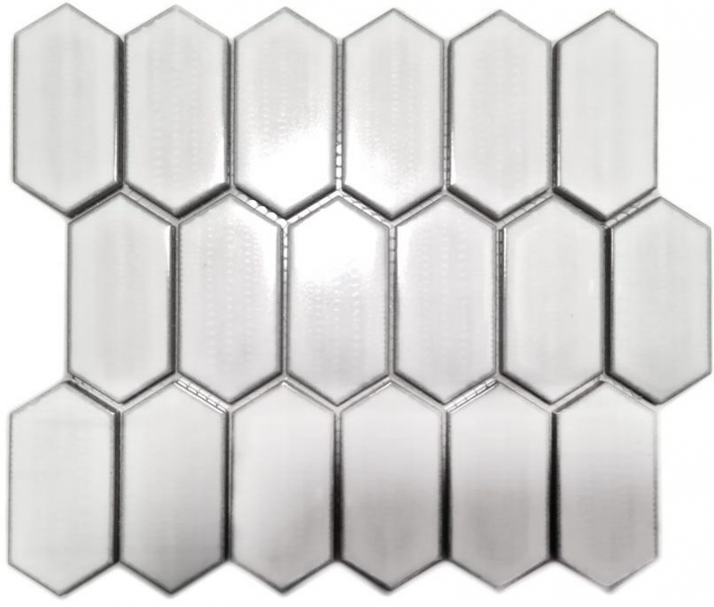 Mosaico de azulejos de cerámica mosaico hexagonal blanco brillante cocina backsplash MOS11J-471_f