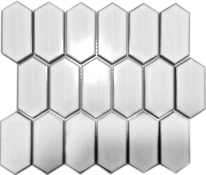 Muestra de mano mosaico azulejo de cerámica mosaico hexagonal blanco brillante cocina backsplash MOS11J-471_m