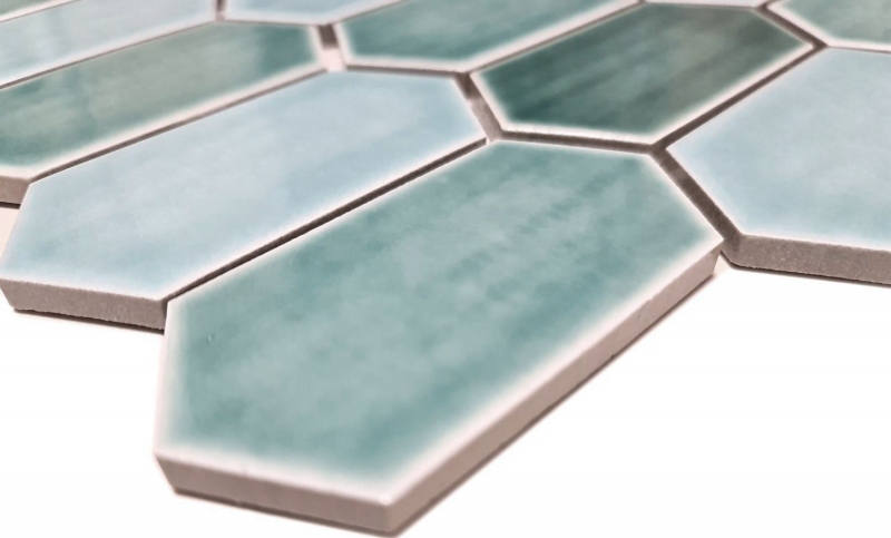 Mosaico de azulejos de cerámica mosaico hexagonal verde brillante cocina pared baño MOS11J-475_f