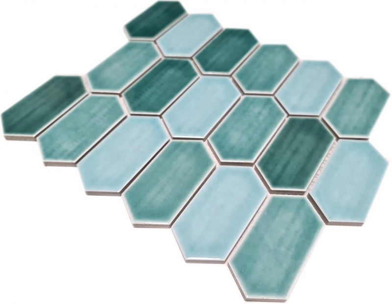 Mosaico de azulejos de cerámica mosaico hexagonal verde brillante cocina pared baño MOS11J-475_f