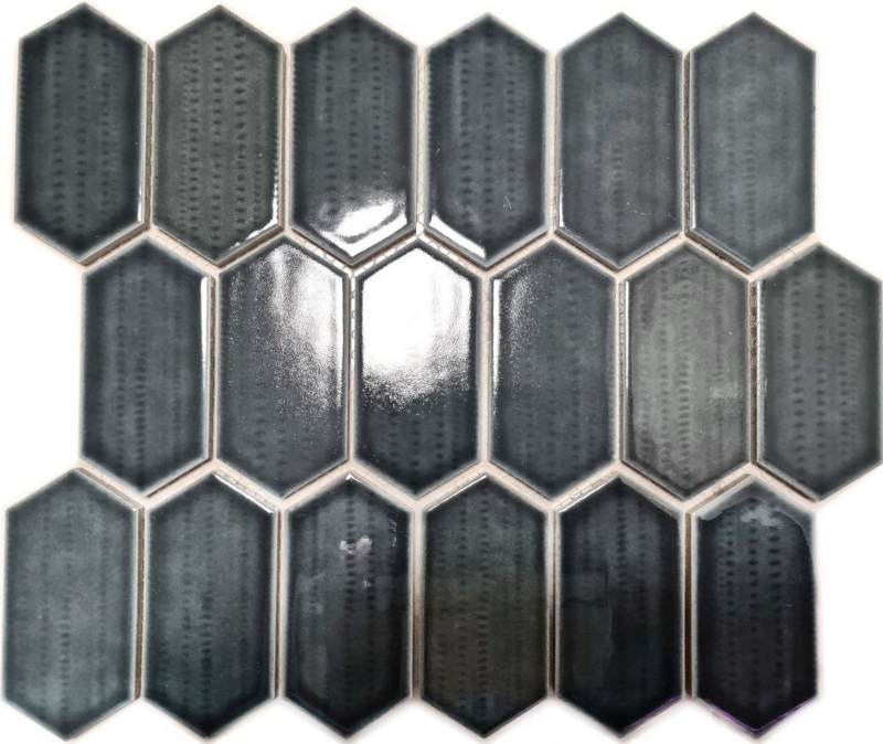 Muestra de mano mosaico azulejo de cerámica mosaico hexagonal negro brillante cocina splashback baño MOS11J-479_m