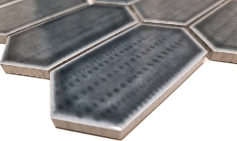 Muestra de mano mosaico azulejo de cerámica mosaico hexagonal negro brillante cocina splashback baño MOS11J-479_m