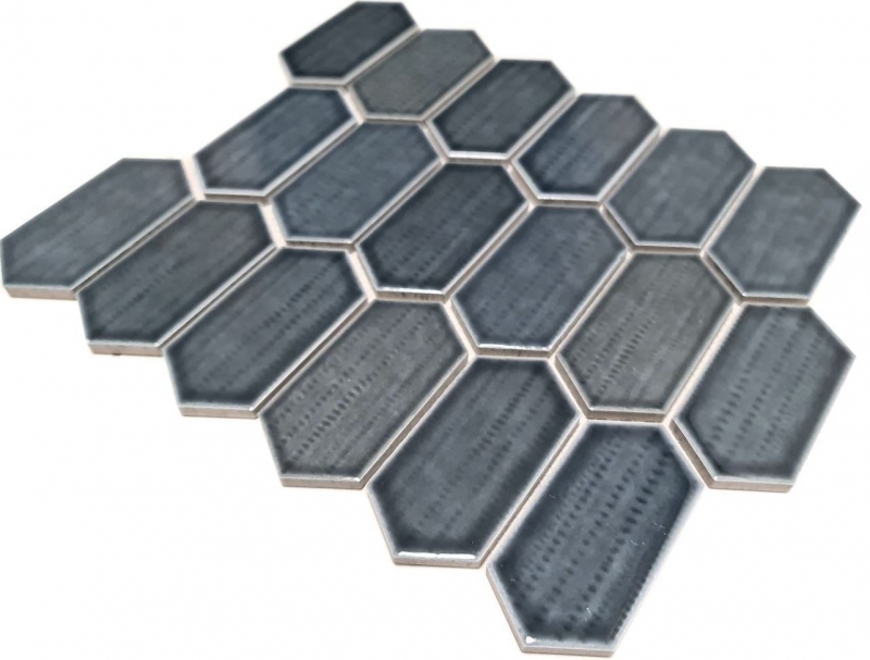 Muestra de mano mosaico azulejo de cerámica mosaico hexagonal negro brillante cocina splashback baño MOS11J-479_m