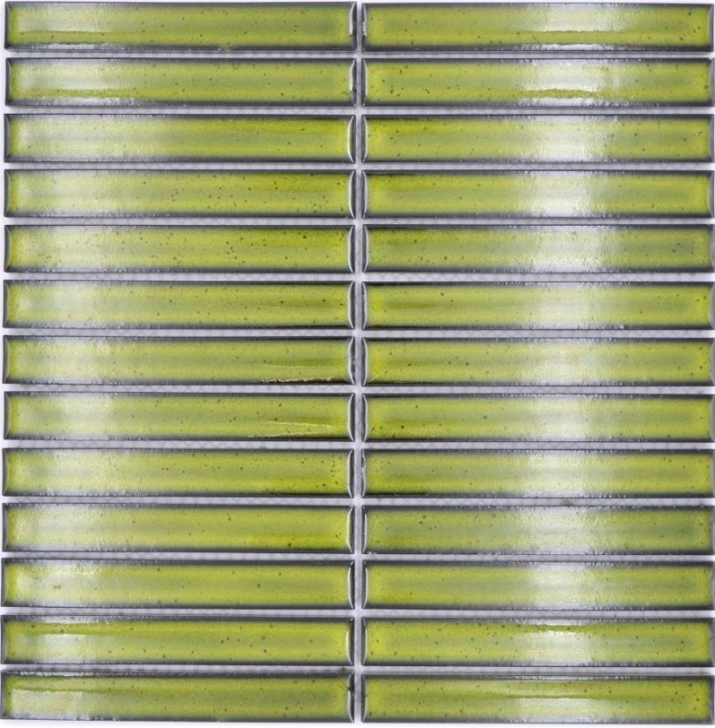 Mosaico de azulejos de cerámica mosaico varillas verde claro moteado brillante pared cocina baño MOS24-CS16_f