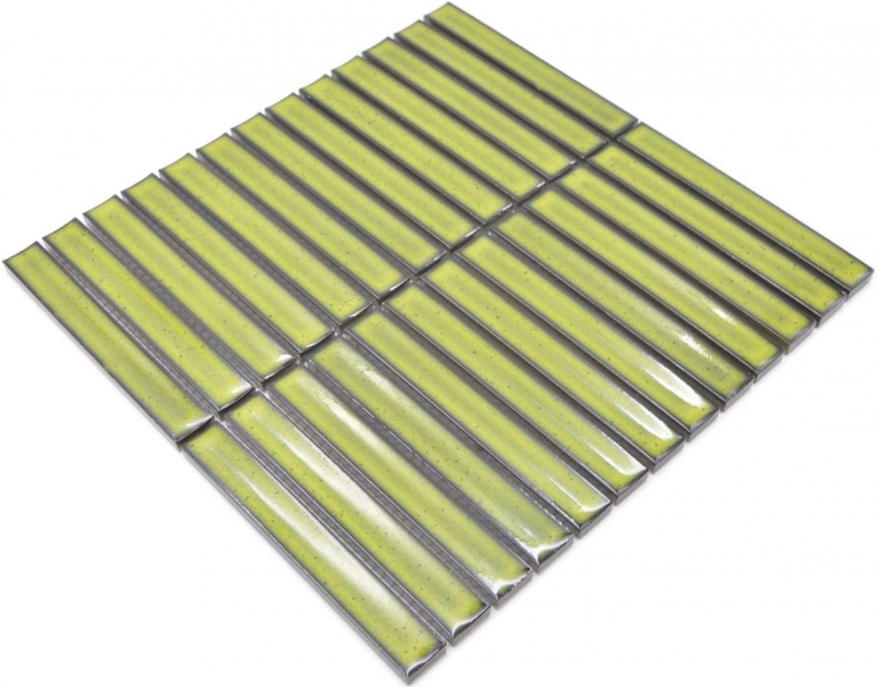 Muestra de mano mosaico azulejo cerámica mosaico varillas verde claro moteado brillante pared cocina baño MOS24-CS16_m