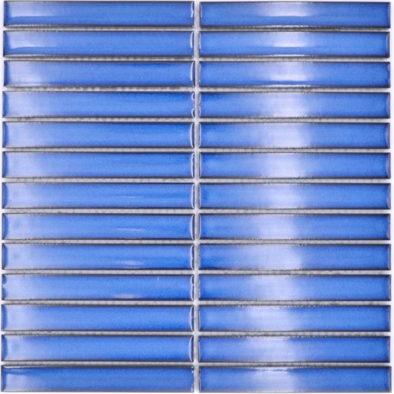 Mosaico de azulejos de cerámica mosaico barras azul moteado brillante cocina backsplash MOS24-CS46_f