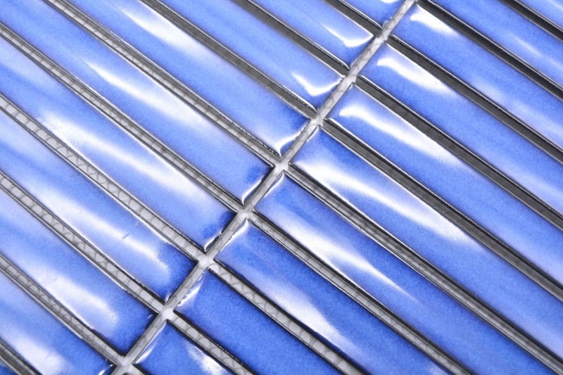 Mosaico de azulejos de cerámica mosaico barras azul moteado brillante cocina backsplash MOS24-CS46_f