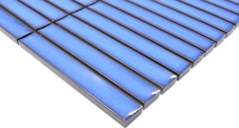 Mosaico de azulejos de cerámica mosaico barras azul moteado brillante cocina backsplash MOS24-CS46_f