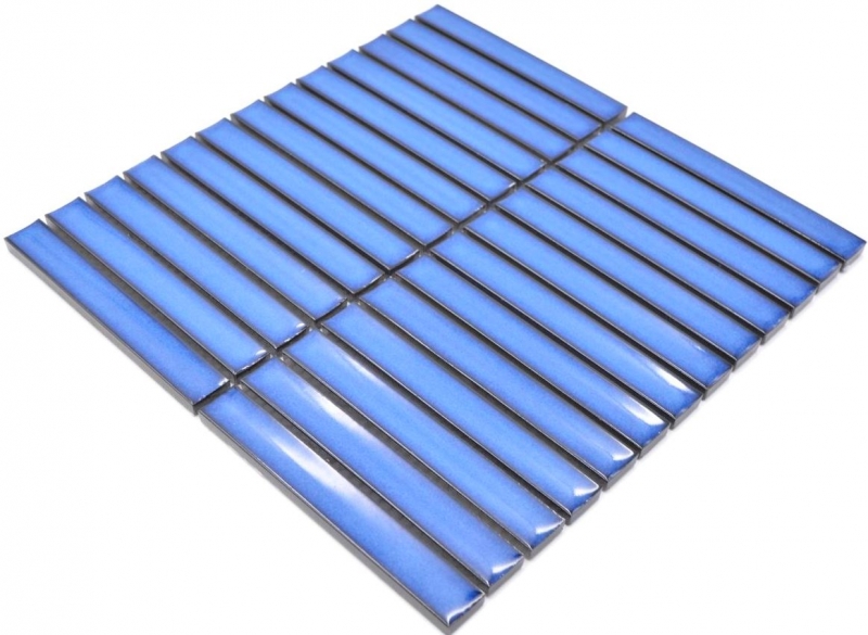 Mosaico de azulejos de cerámica mosaico barras azul moteado brillante cocina backsplash MOS24-CS46_f
