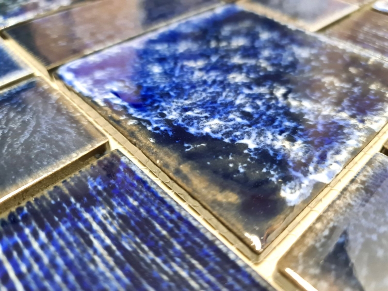 Muestra de mano mosaico azulejo cerámica mosaico combi azul brillante baño ducha pared MOS13-KAS2_m