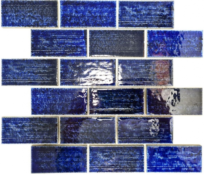 Mosaico de azulejos de cerámica mosaico compuesto azul brillante baño cocina pared MOS26-KAS6_f
