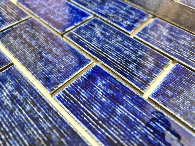 Mosaico de azulejos de cerámica mosaico compuesto azul brillante baño cocina pared MOS26-KAS6_f