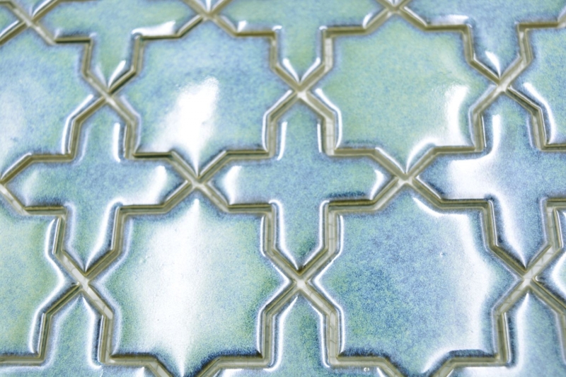 Muestra de mano mosaico azulejo cerámica mosaico combi mix verde brillante cocina splashback baño MOS13-SXS10_m