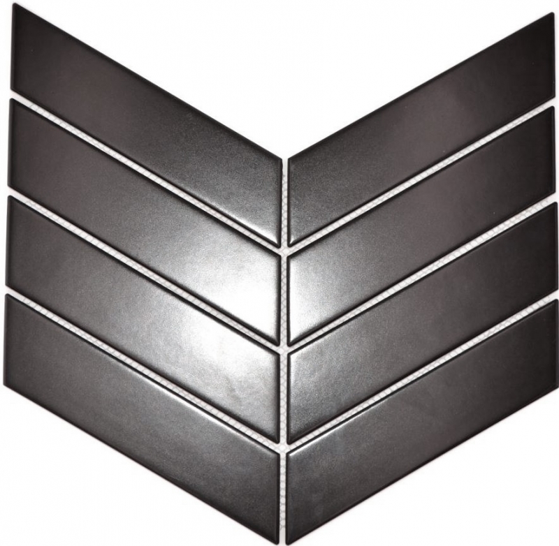 Azulejo espiga cerámica mosaico liso negro mate baño cocina MOS24-CHEV09
