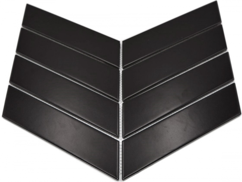 Azulejo espiga cerámica mosaico liso negro mate baño cocina MOS24-CHEV09