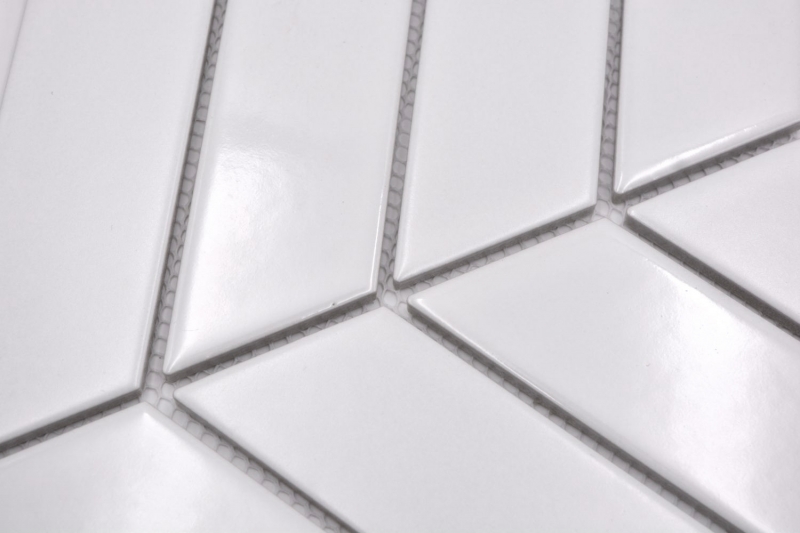 Mosaico de azulejos de cerámica mosaico de espiga mezcla blanco brillante mate azulejo backsplash baño MOS24-CHEV11_f