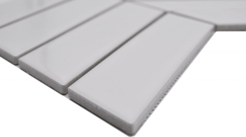 Mosaico de azulejos de cerámica mosaico de espiga mezcla blanco brillante mate azulejo backsplash baño MOS24-CHEV11_f