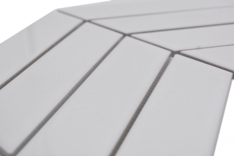 Mosaico de azulejos de cerámica mosaico de espiga mezcla blanco brillante mate azulejo backsplash baño MOS24-CHEV11_f