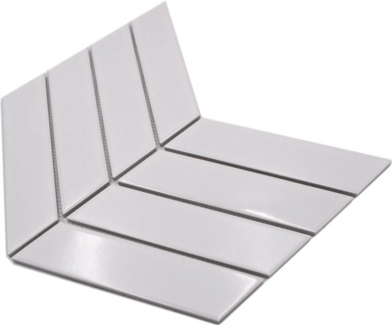 Mosaico de azulejos de cerámica mosaico de espiga mezcla blanco brillante mate azulejo backsplash baño MOS24-CHEV11_f