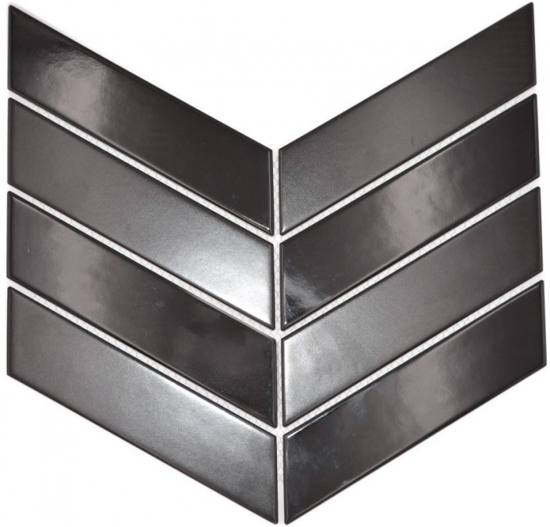 Muestra de mano mosaico azulejo de cerámica mosaico espiga mezcla negro brillante mate cocina splashback MOS24-CHEV19_m