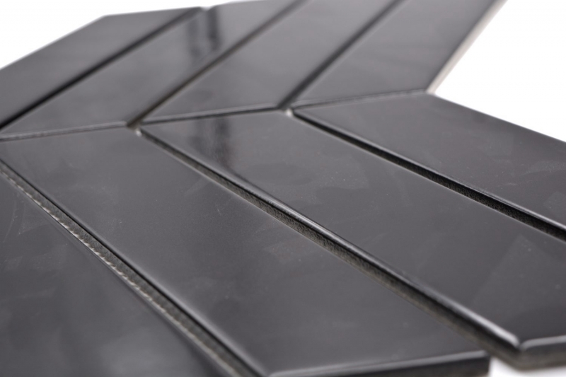 Muestra de mano mosaico azulejo de cerámica mosaico espiga mezcla negro brillante mate cocina splashback MOS24-CHEV19_m