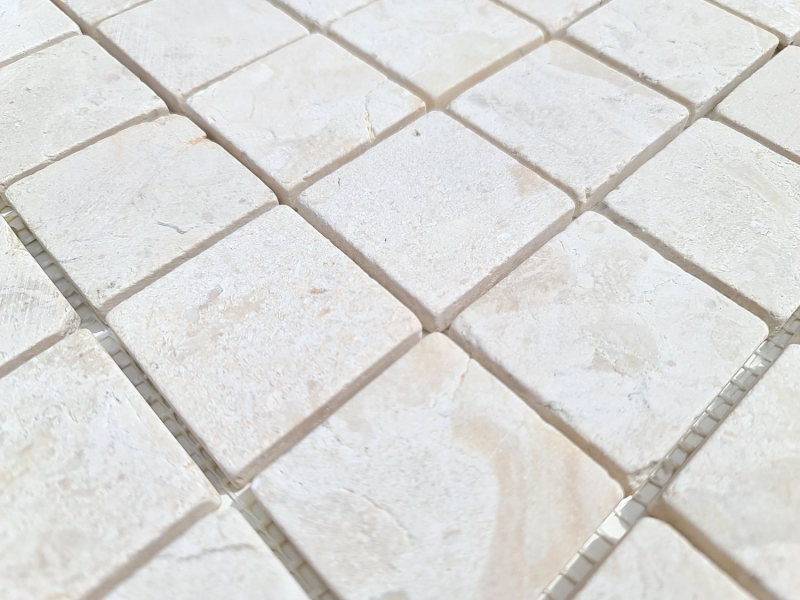Mosaico de mármol mosaico blanco crema cocina ducha suelo - MOS40-T48W