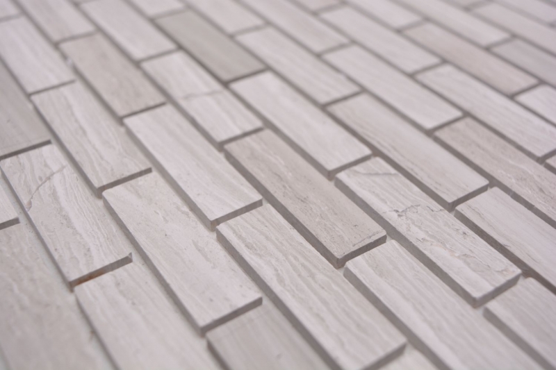 Mosaico de azulejos Mosaico autoadhesivo compuesto piedra natural blanco madera gris cocina MOS200-4M72