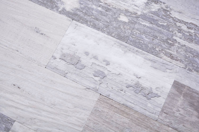 Mosaico mosaico autoadhesivo aluminio aspecto madera shabby chic gris Subway MOS200-4S49