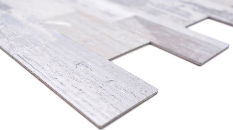 Mosaico mosaico autoadhesivo aluminio aspecto madera shabby chic gris Subway MOS200-4S49