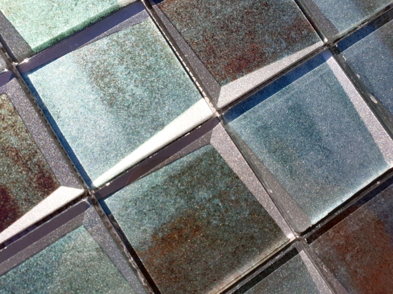 Mosaico de vidrio mosaico azulejo 3D óptica viejo verde pared cocina azulejo espejo MOS88-XB20