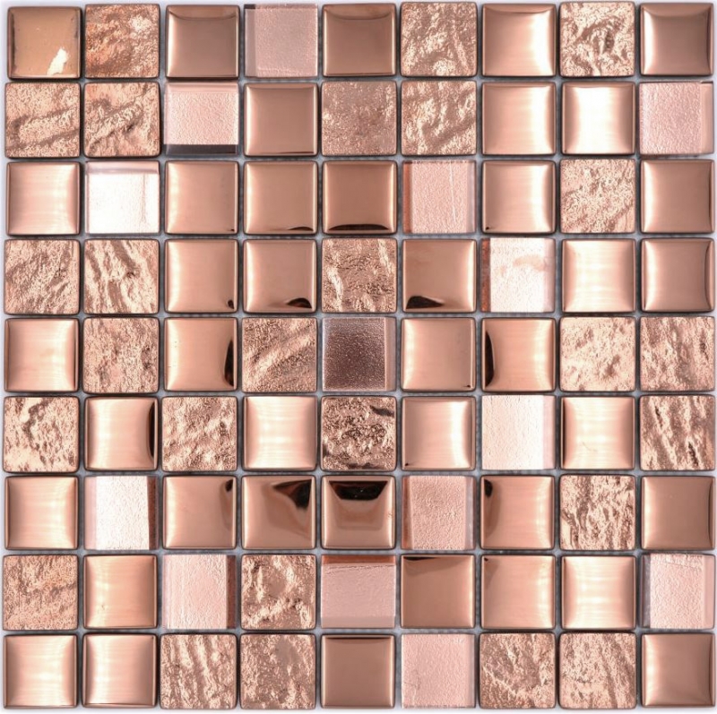 Mosaico de vidrio mosaico azulejo electrochapado bronce cobre mirada pared de la cocina MOS88-XCBR1