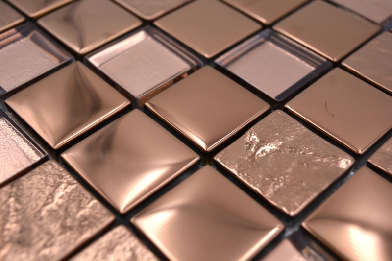 Mosaico de vidrio mosaico azulejo electrochapado bronce cobre mirada pared de la cocina MOS88-XCBR1