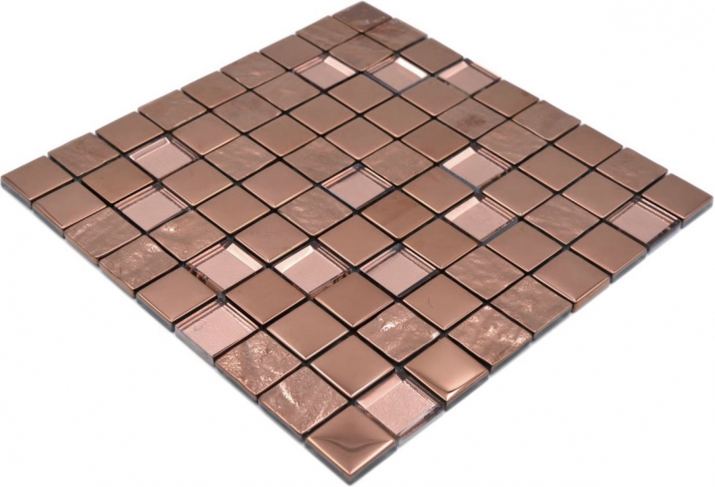 Mosaico de vidrio mosaico azulejo electrochapado bronce cobre mirada pared de la cocina MOS88-XCBR1