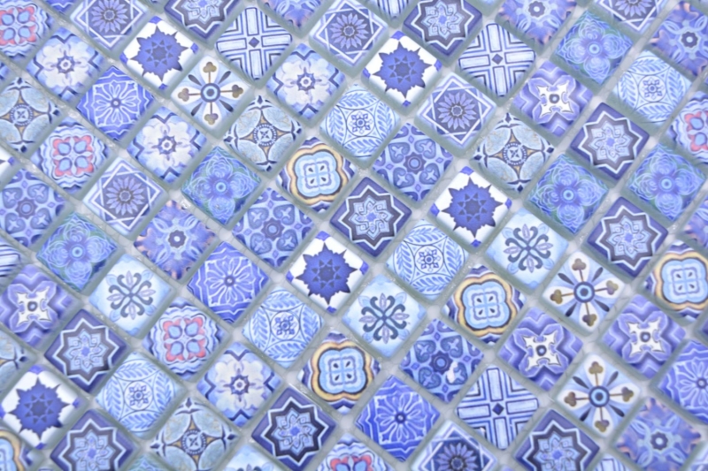 Mosaico de vidrio mosaico azulejo retro mirada marroquí azul pastel azulejo backsplash MOS78-RB33