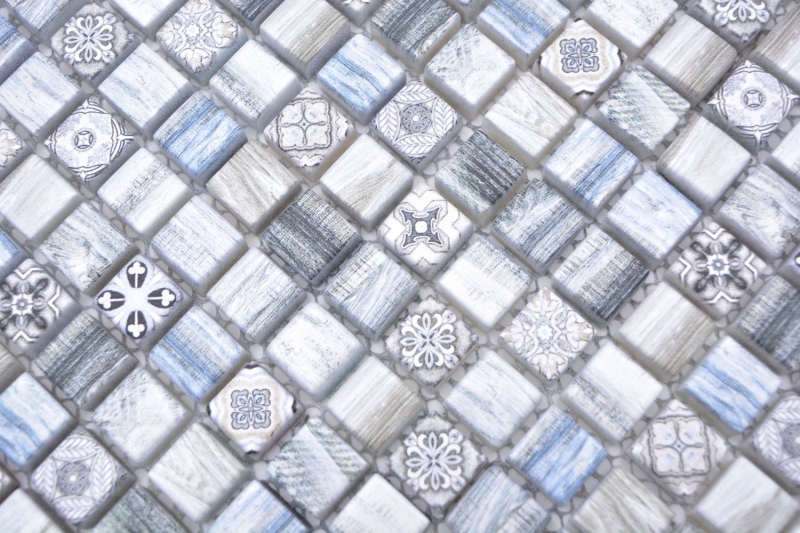 Vidrio mosaico mosaico azulejo retro aspecto madera gris azul pastel luz azulejo backsplash MOS78-W39