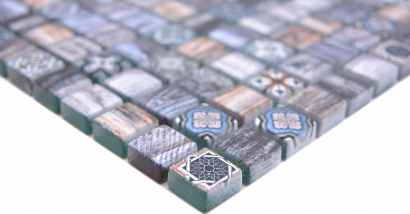 Mosaico de vidrio mosaico azulejo retro aspecto madera gris pastel azul baño cocina MOS78-W49