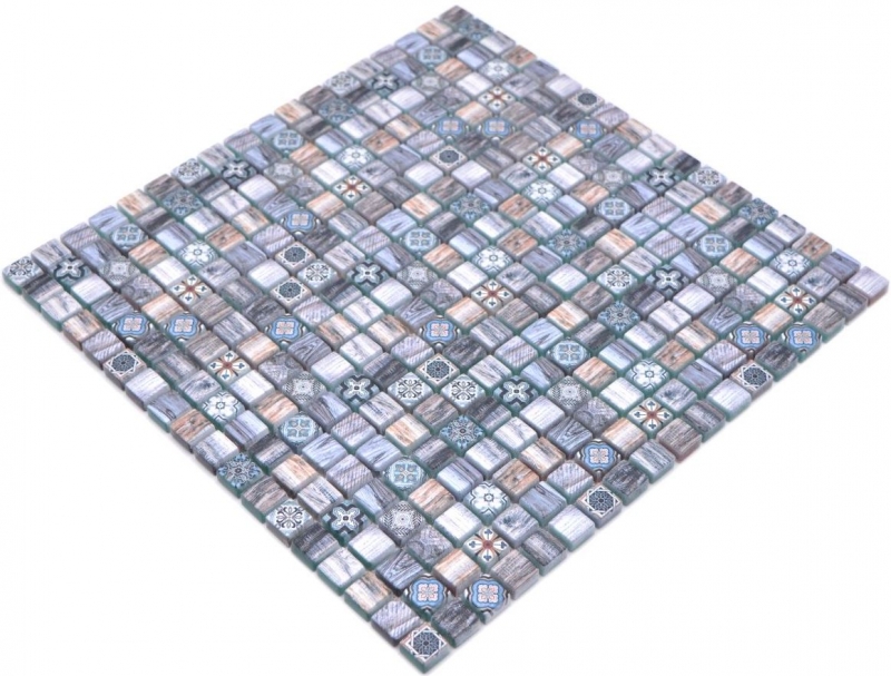 Mosaico de vidrio mosaico azulejo retro aspecto madera gris pastel azul baño cocina MOS78-W49