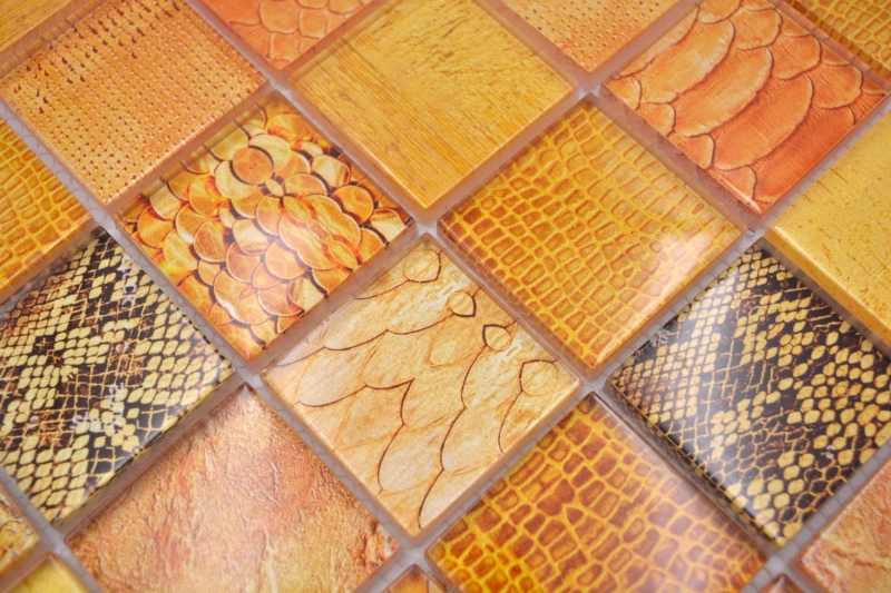 Mosaico de vidrio mosaico azulejo serpiente naranja cocina baño pared MOS78-W48
