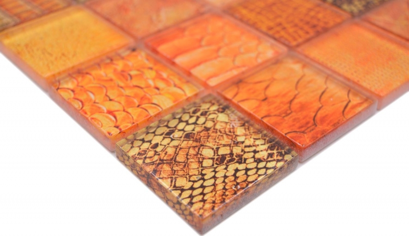 Mosaico de vidrio mosaico azulejo serpiente naranja cocina baño pared MOS78-W48