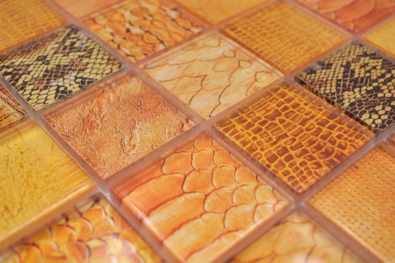 Mosaico de vidrio mosaico azulejo serpiente naranja cocina baño pared MOS78-W48