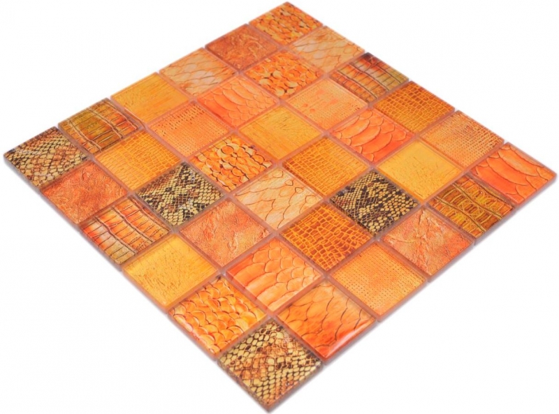 Mosaico de vidrio mosaico azulejo serpiente naranja cocina baño pared MOS78-W48