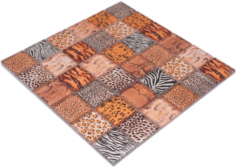 Mosaico mosaico de vidrio safari beige marrón azulejo espejo pared MOS78-W58