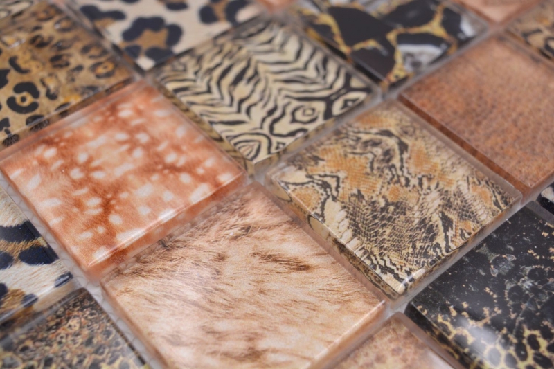Mosaico mosaico de vidrio leopardo cobre marrón baño cocina splashback MOS78-W68