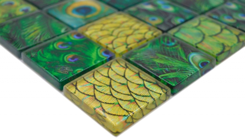 Mosaico mosaico de vidrio pavo real kiwi amarillo verde cocina splashback baño MOS78-W88