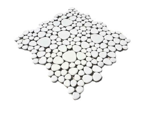 Pebble mosaico Pebbles gotas de cerámica mosaico guijarro uni blanco mate cocina baño MOS12-0111