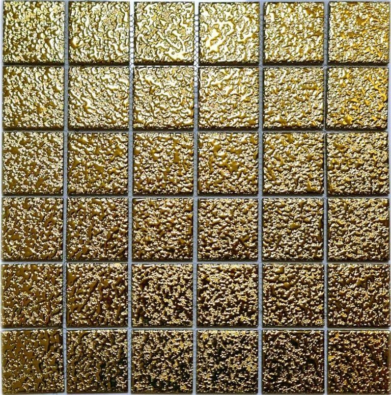 Mosaico azulejo cerámica mosaico Medio uni oro martillado baño cocina pared MOS16-0707_f